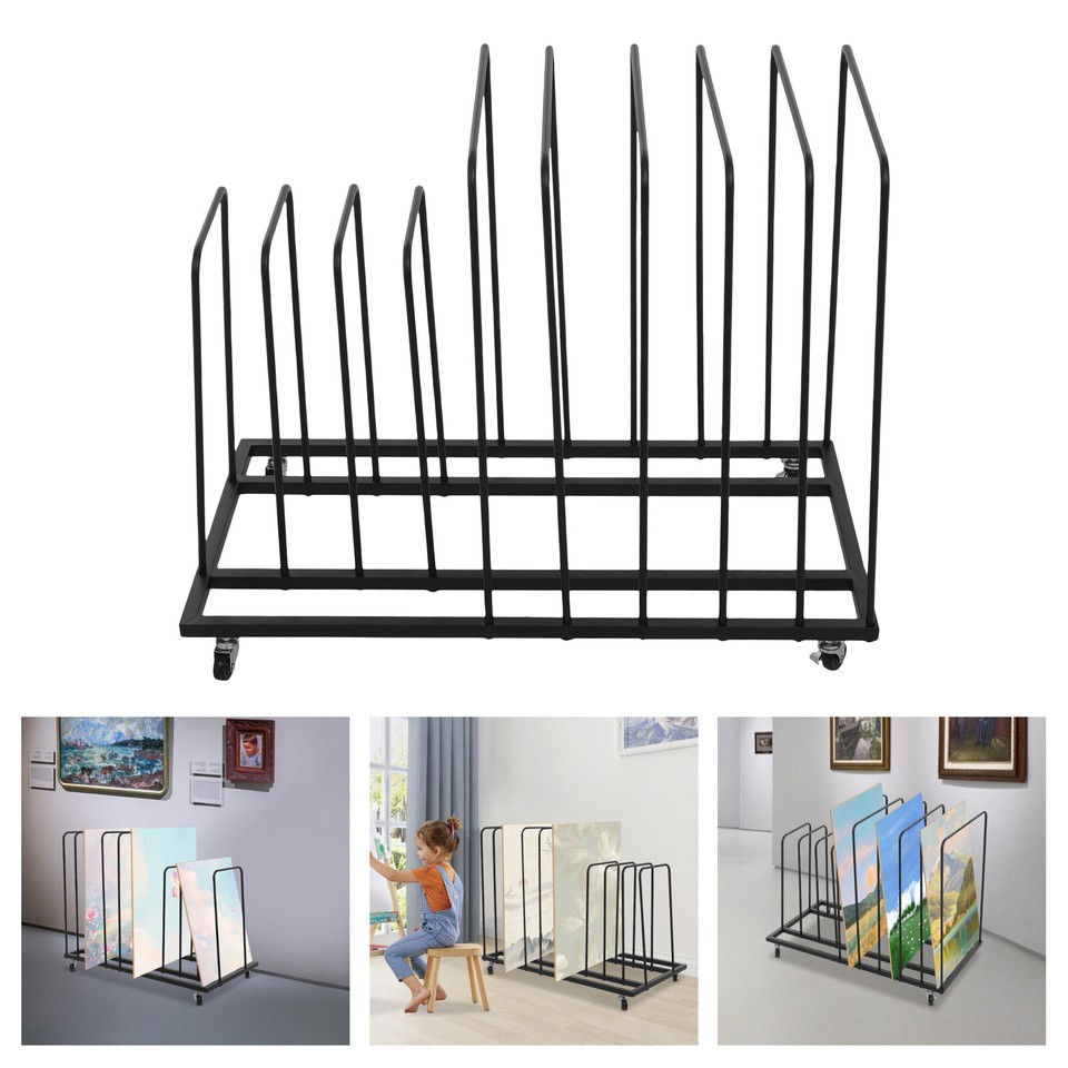 Art Canvas Storage Rack with Wheels Painting Drying Rack Easel Display ...