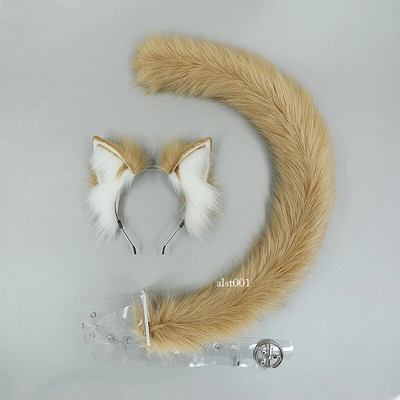 NEW Lolita Headband Fur Cats Ears and Tail Sets Plushly Animals Cosplay Props - Image 3 of 4