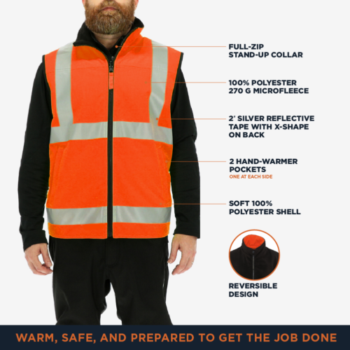 RefrigiWear Hi Vis Reversible Softshell Vest - Water-Resistant, Insulated, - Picture 3 of 11