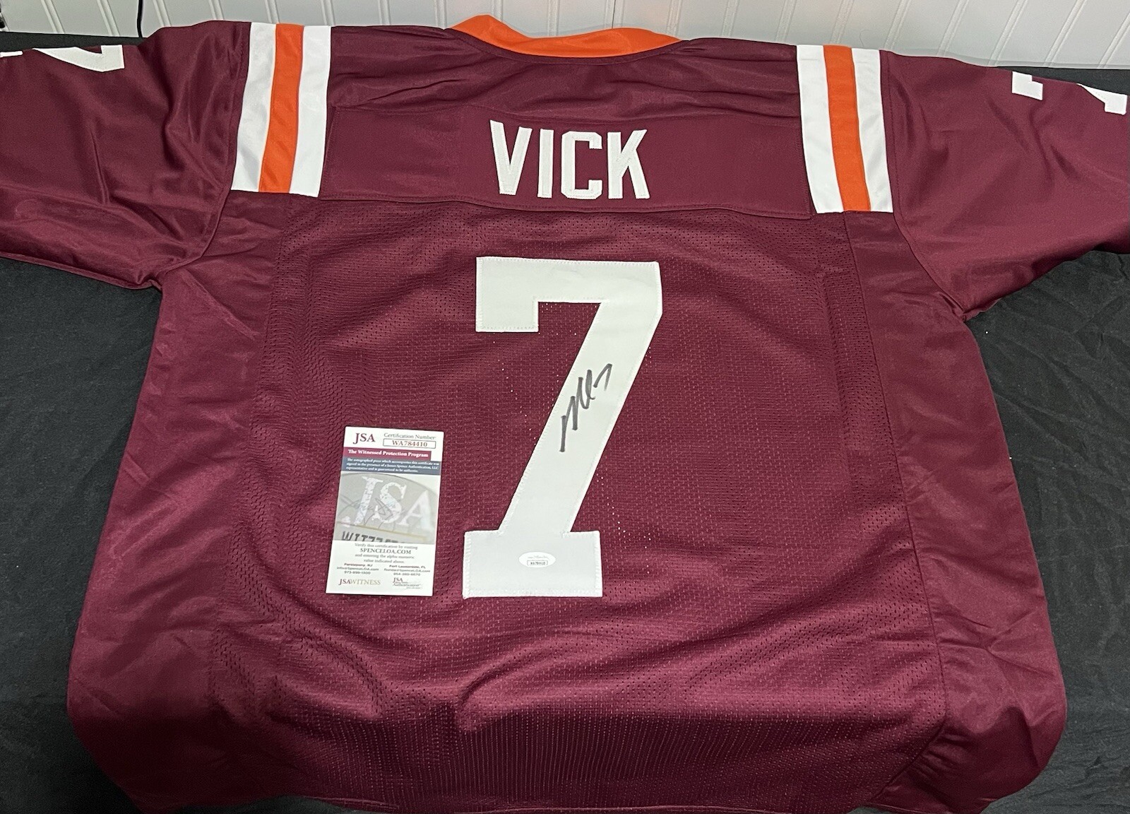Michael Vick Autographed Signed Virginia Tech Hokies Maroon Custom Jersey JSA 