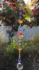 Handmade Amber Blue Clear Crystal Prisms/Suncatchers W/Swarovski Elements USA