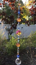 Handmade Amber Blue Clear Crystal Prisms/Suncatchers W/Swarovski Elements USA