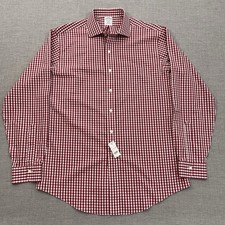 Brooks Brothers Shirt Mens 16 35 Red Plaid Button Down Regent Non Iron NWT