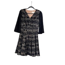 Eliza J Lace Blue V-Neck Womens Long Sleeve Size 8P