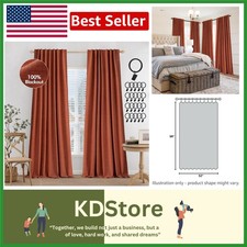 Blackout Linen Curtains 96in Long Solid Terracotta Room Darkening Drapes Set ...