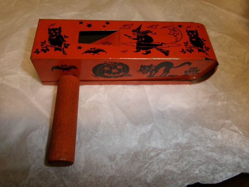 Vintage Halloween Noisemaker US Metal Toys Witches, Owls, Cats, Jack o Lantern
