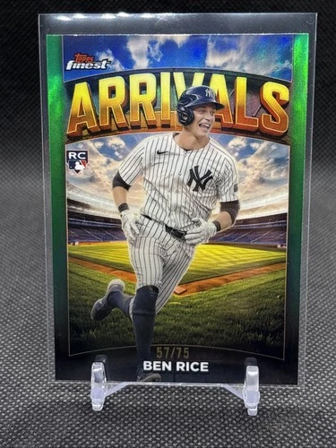 2025 Topps Finest 🔥 BEN RICE Arrivals Green Refractor #’d /75 Rookie RC