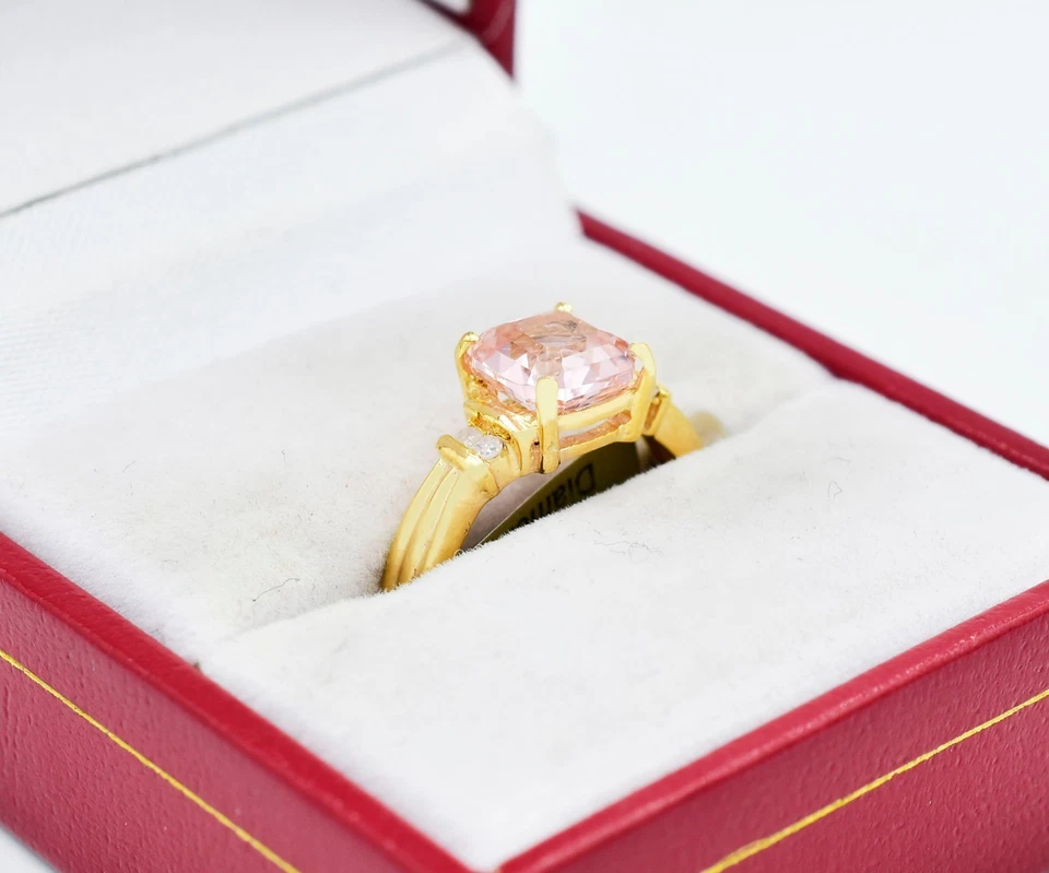 ANEL DE ORGANITA E DIAMANTE GENUÍNO 1,26 cts ouro maciço 10k - Certificado grátis - Novo com etiquetas - Imagem 4 de 4