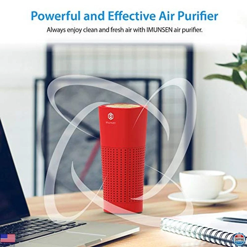 Purificador de Aire HEPA 13 para Coche y Oficina, Filtración de 4 Etapas, USB, Rojo Foto 2 de 4