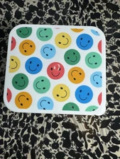Bento Box Sandwich Holder NWT Smiley Face Blue Kids Snack Container 