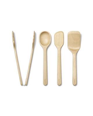 4-Piece Mini Wooden Kitchen Utensils Set for Cooking, Serving, and Plating - ...
