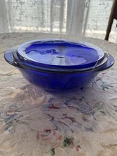Vintage Anchor Hocking Cobalt Blue Glass Bakeware Set 