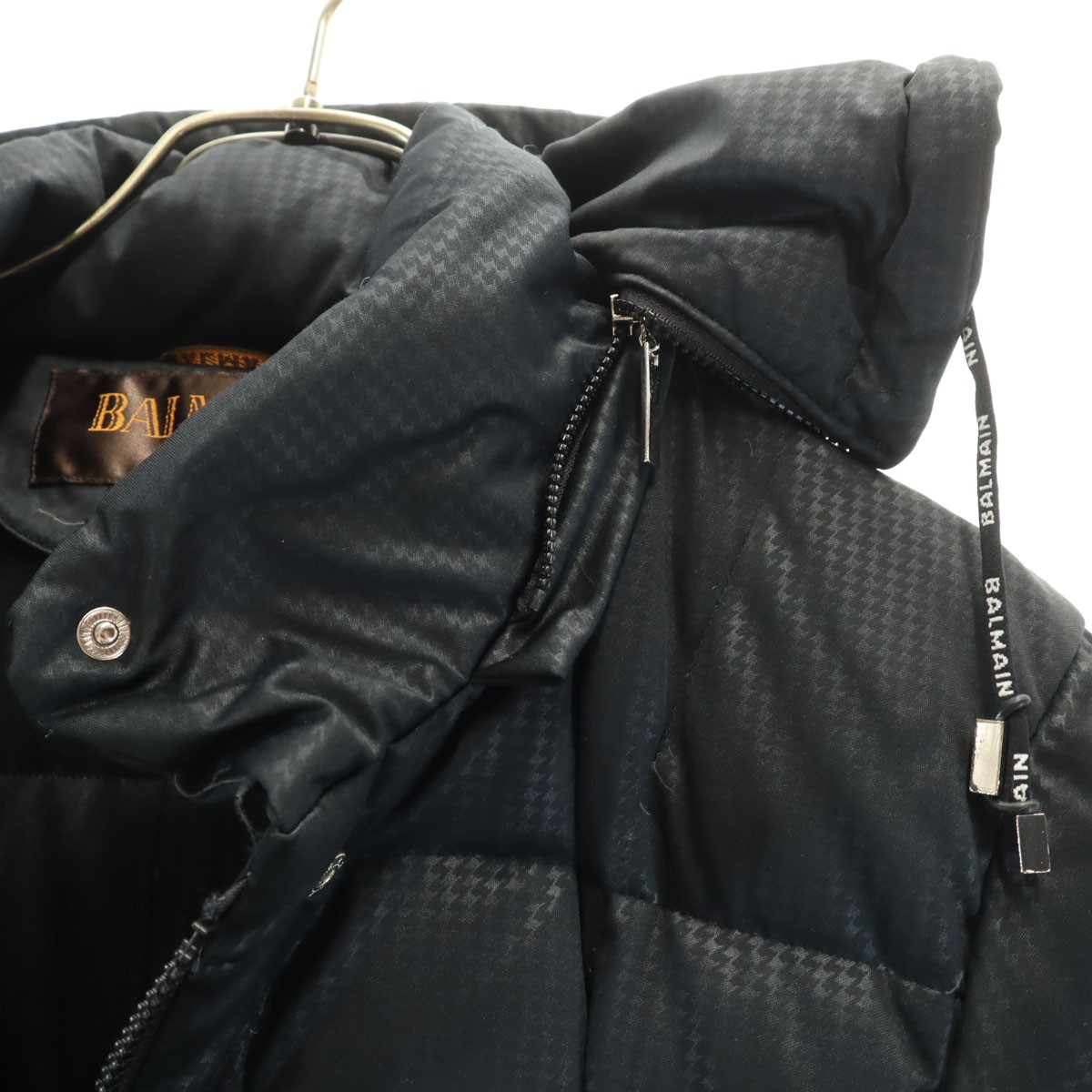BALMAIN Houndstooth Pattern down coat M Black ser… - image 4