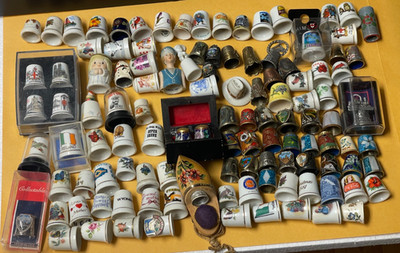 100++ Vintage Thimbles Porcelain / Metal / Plastic / Wooden AS IS