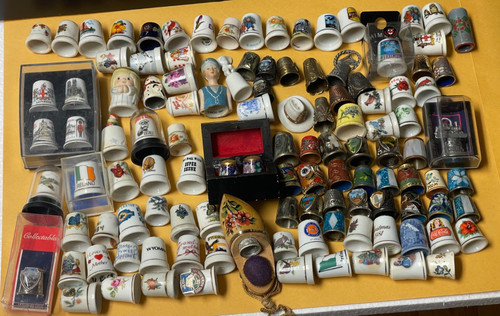 100++ Vintage Thimbles Porcelain / Metal / Plastic / Wooden AS IS