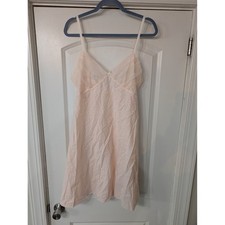 Vera Wang Pale Pink Lace Trim Camisole Slip Dress large romantic bride Cotton