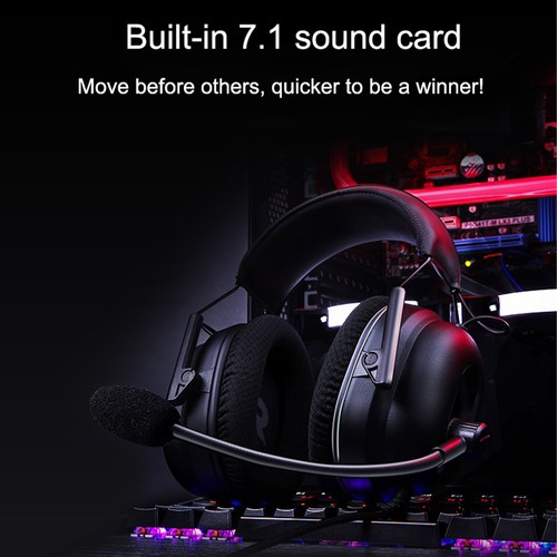 Black Gaming Headset G936 Stereo 7.1 Virtual Surround Sound Earphone W NEW - Afbeelding 2 van 12