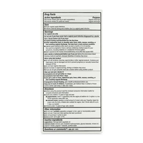 Equate Miconazole 3-Day Pack, 3 Suppositories (2.5g) & External Cream (9g Tube) - Picture 5 of 6