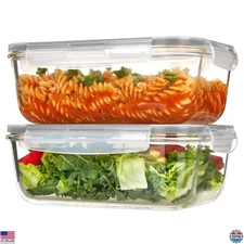 Vtopmart 2Pack 1860ml/ 63oz Large Glass Storage Containers with Lids, Meal Prep