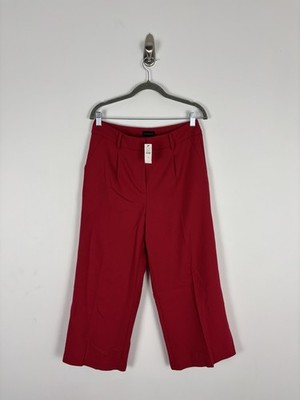 Nwt Talbots Wide Leg Cropped Pants Size 4 Red Wool Blend Stretch High Waist