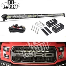 150W 30" LED Light Bar w/Hidden Behind Grill Mounts + Wiring For 2017-20 Raptor