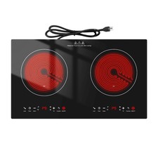 GTKZW 2400w Cocina Eléctrica, 24 Estufas Eléctricas 2 Quemadores Placa Caliente Incorporada D...
