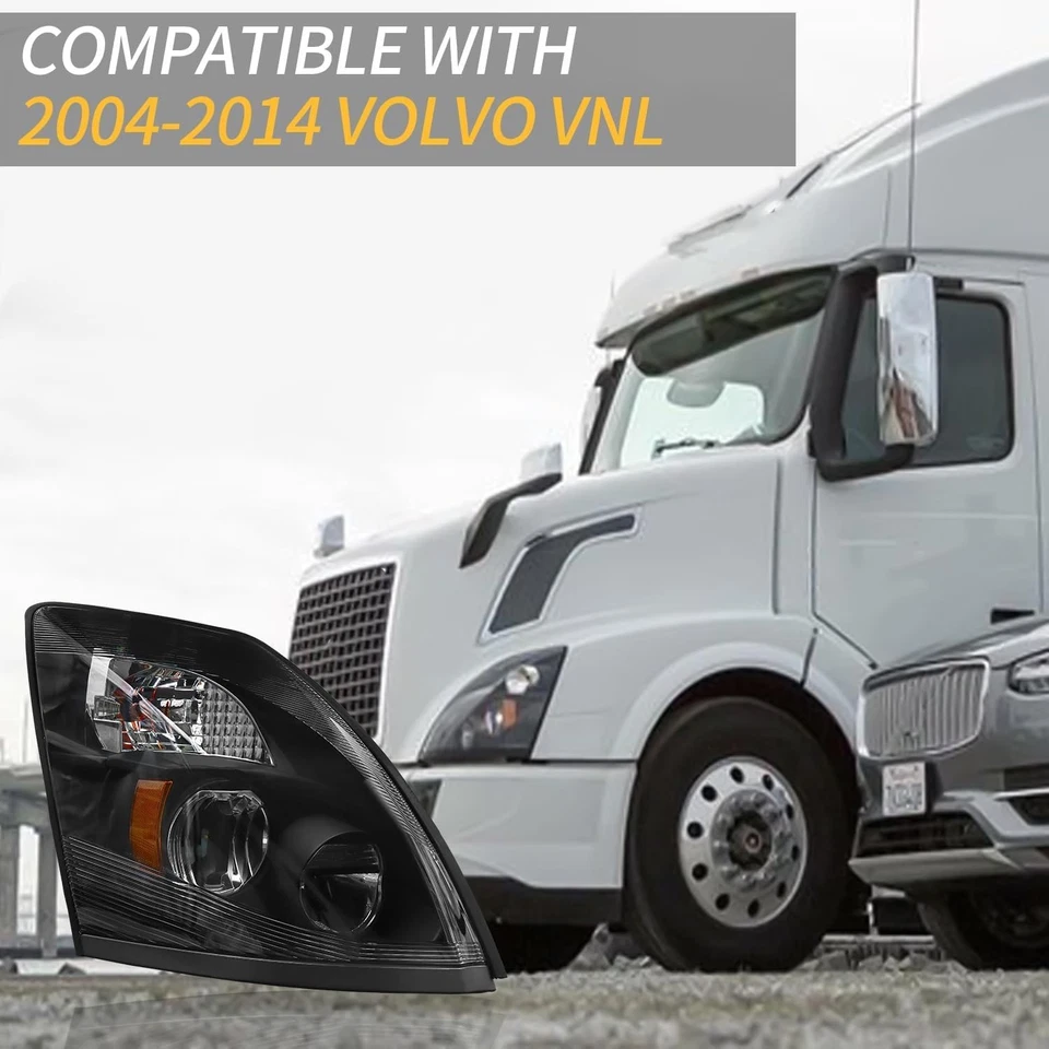 Faro lateral de pasajero LED haz alto/bajo carcasa negra para Volvo VNL 2004-2017 Foto 4 de 4