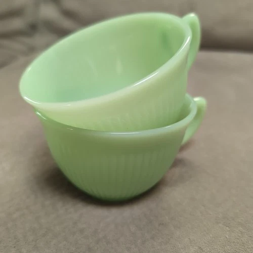 2 FIRE KING JADE-ITE JANE RAY CUPS