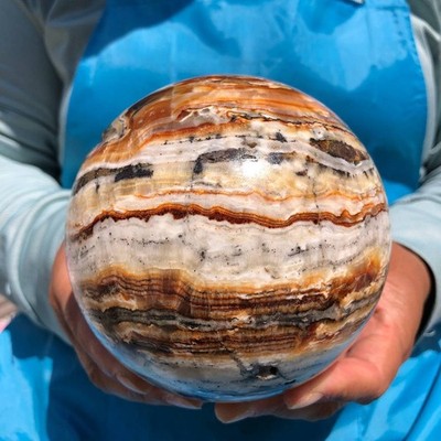4.64LB Natural Striped Agate Ball Quartz Crystal Sphere reiki healing