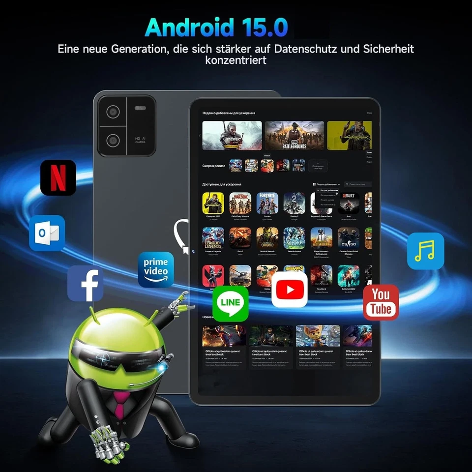 2025 New Gaming Tablet Android 15 16GBRAM 256GB 8-Core 1920*1200 Tablet Pad PC - Bild 4 von 4