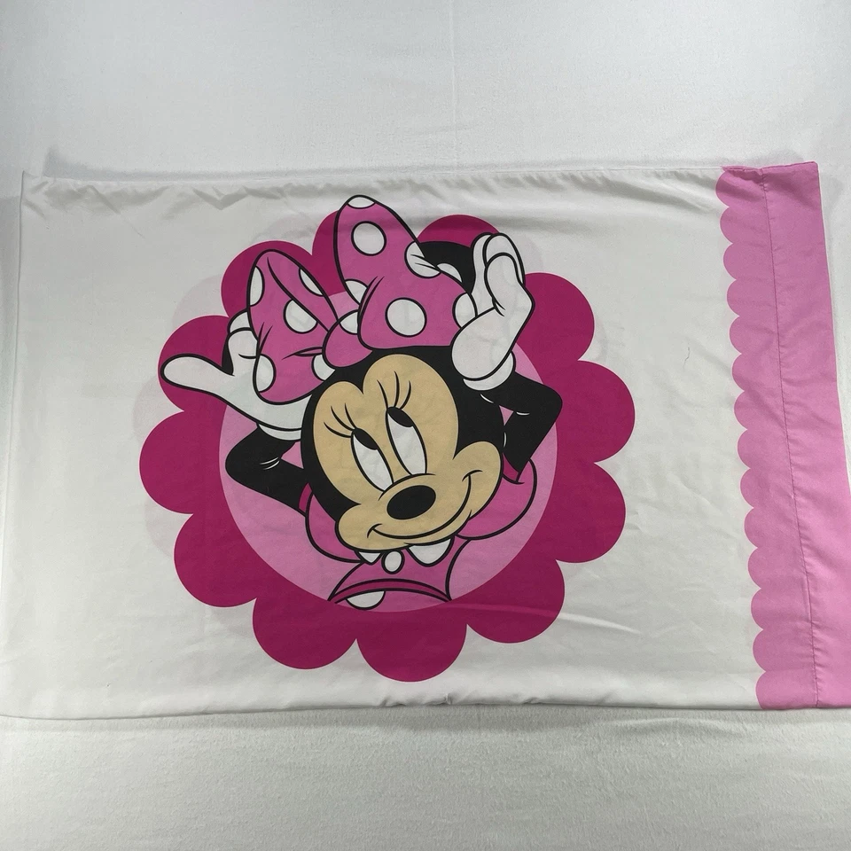 Juego de sábanas dobles vintage Disney Minnie Mouse rosa 3 piezas en excelente estado usado Foto 4 de 4