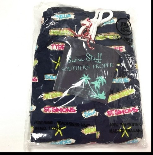 New Nordstrom Southern Proper Mens Swim Shorts Navy Blue Mesh Lined Beach Bathin - Picture 2 of 3