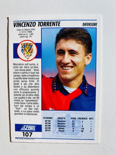 Tarjeta de fútbol 1991 puntuación #107 Vincenzo Torrente casi nueva-como nueva de la NHL - Imagen 2 de 2