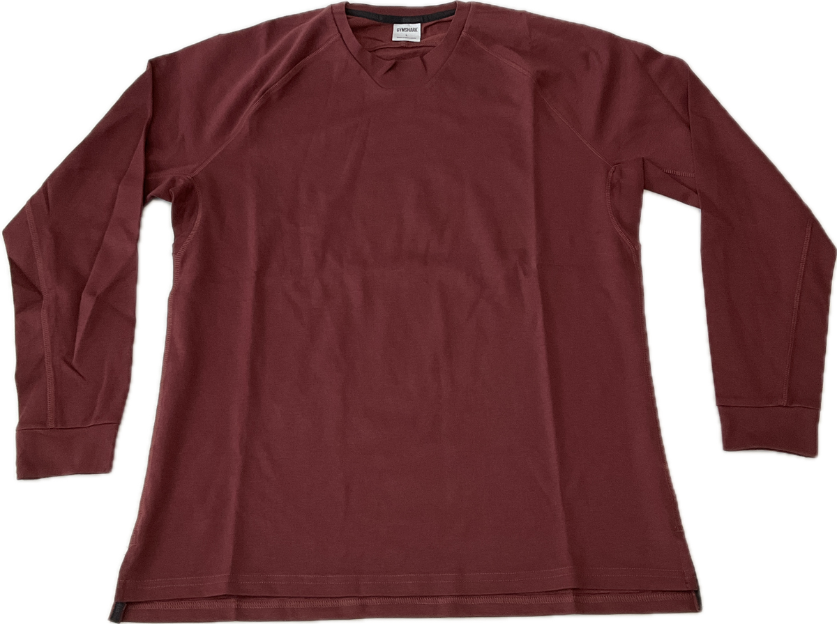 Gymshark Long Sleeve Sweatshirt Mens Size L Red Brown Stretch Flow