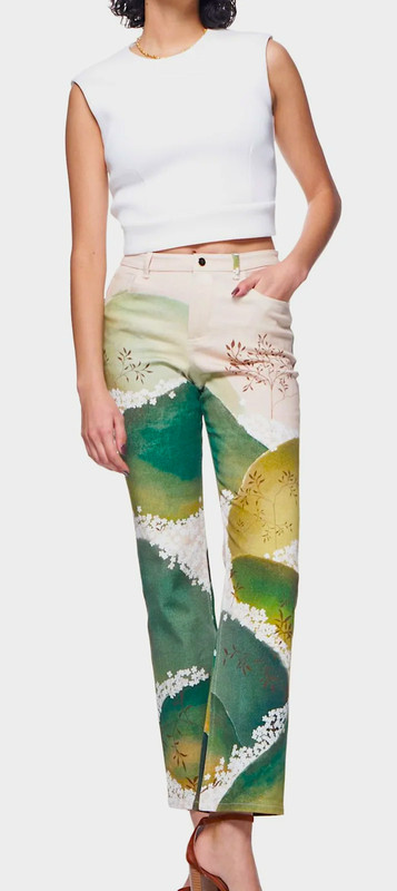 THE KIT Kat Straight Leg High Waist Jeans in Rolling Hills  Print -size 10