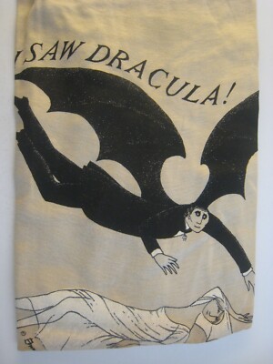 ' I Saw Dracula ' Edward Gorey, T-Shirt, Kids Khaki 6-8 , 1977 Old Stock, Nice