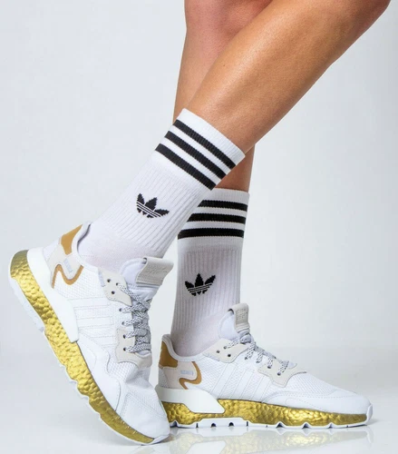 ADIDAS NITE JOGGER BOOST REFLECTIVE WOMEN'S RUNNING SHOES WHITE/GOLG METALLIC
