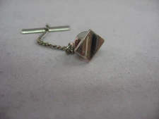 Beautiful Vintage Artistic Modernist INDENT DESIGN RECTANGLE Men's Tie Tack Pin~