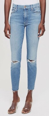 MOTHER Women s HIGH WAISTED LOOKER ANKLE FRAY in Thrilling Shots sz 25 27  W