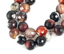 8mm Faceted black Coffee Brown Agate Round Beads 15"