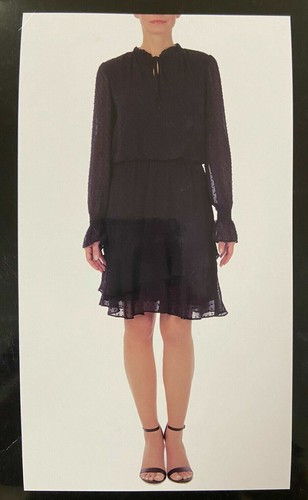 STUDIO BADGLEY MISCHKA Black Chiffon/Sheer 'Dobby Spot' Lined Dress Size M 10/12 - Picture 5 of 10