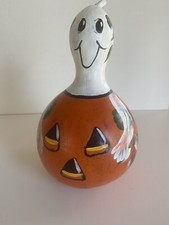 Halloween Ghost/Candy Corn Handpainted Gourd/Fall