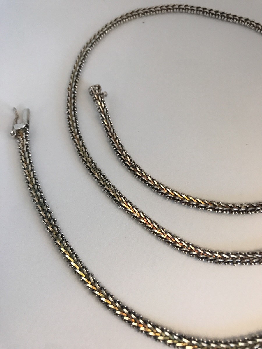 Vintage Silver 925 Bracelet and necklace signed Premex MP76