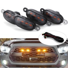 4PC Front Grille Grill Smoked Amber LED Light Running For Ford F-150 F150 Raptor
