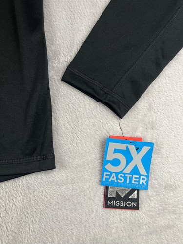 Mission Vaporactive Mens Long Sleeve Black Alpha Crew Shirt Size Small - Picture 4 of 9
