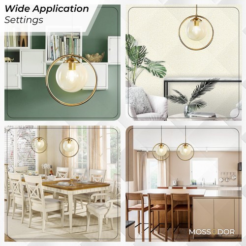 Pendant Ceiling Light Fixtures Modern Industrial Hanging Light Gold Clear Smokey - Picture 7 of 25
