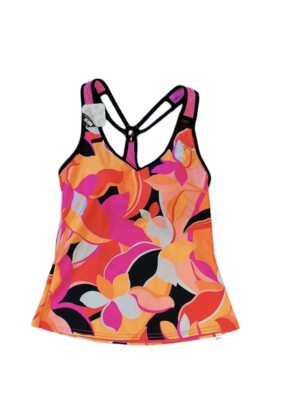 ZeroXposur Floral Racerback UPF 30+ Active Swimsuit tankini Top Size XS