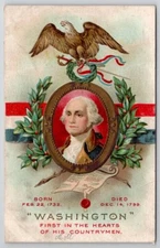George Washington Remembrance Portrait Eagle Patriotic Postcard X26