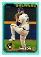 US45 Bryse Wilson Milwaukee Brewers 2024 Topps Fanatics Aqua Parallel