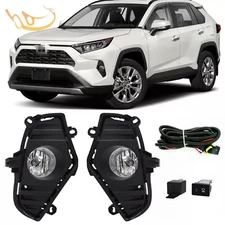 Fog Light for Toyota RAV4 2019-2025 Front Lamps w/ Halogen Bulbs Bezel Wire Kits